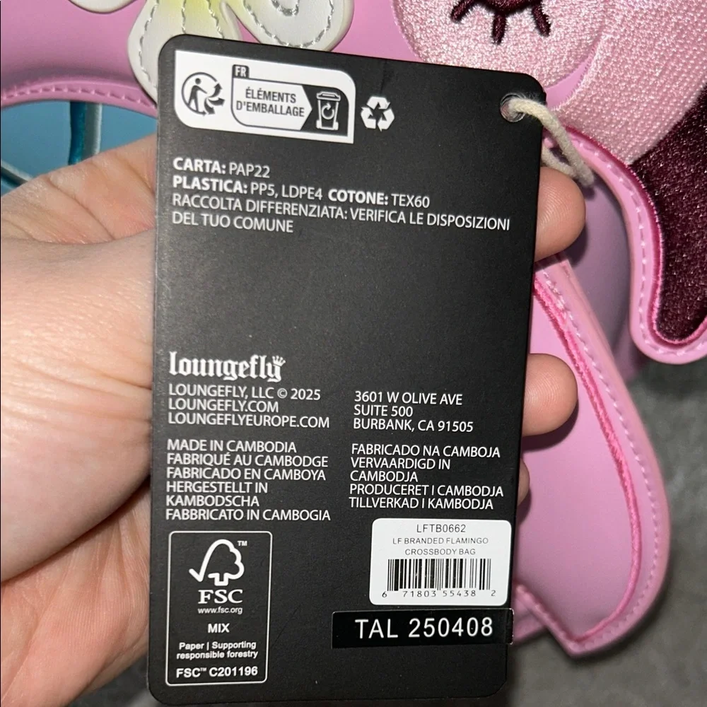 Loungefly Pink and Blue Flamingo Pool Float Crossbody Bag - Picture 4 of 4